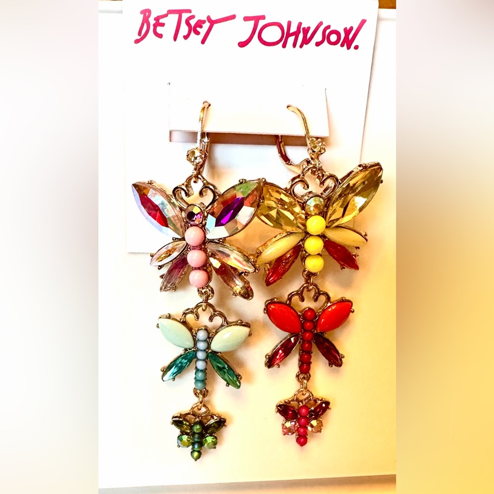 Betsey Johnson Colorful Butterfly/Dragonfly Earrings